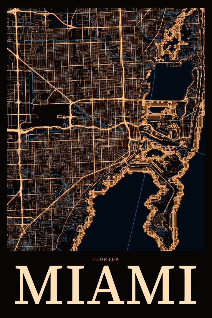 Miami map poster