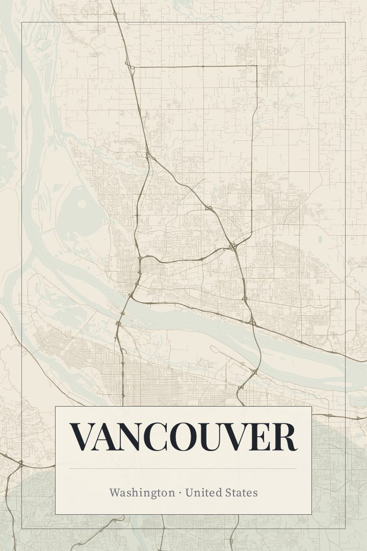 Vancouver map poster, Cartouche style