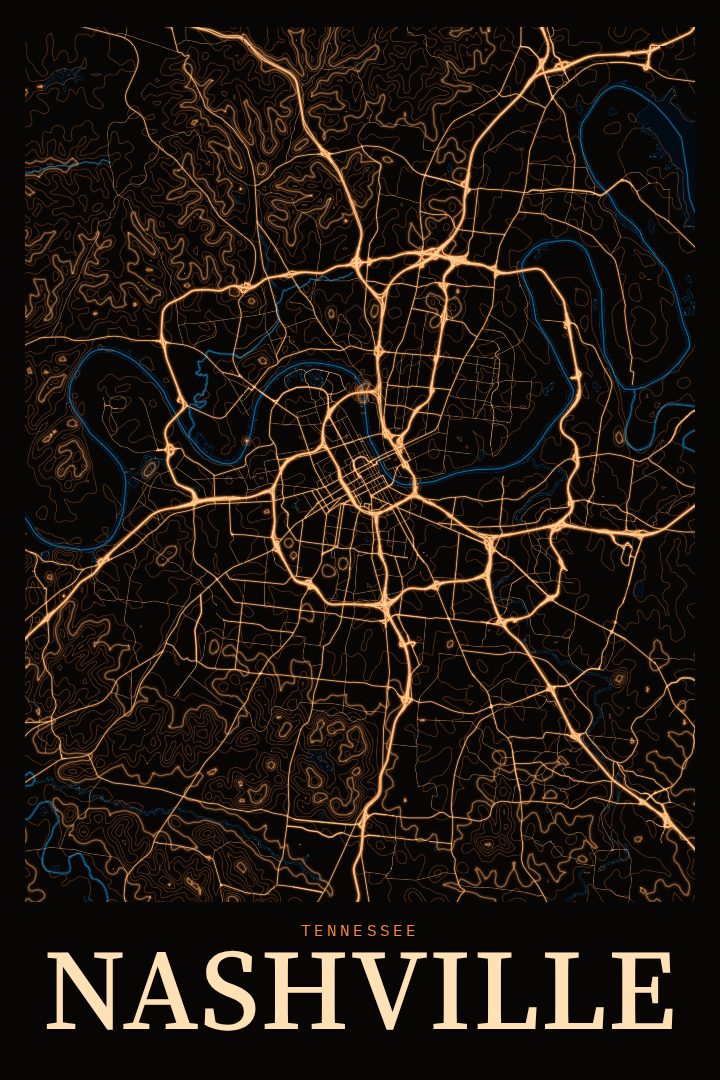 Nashville map poster
