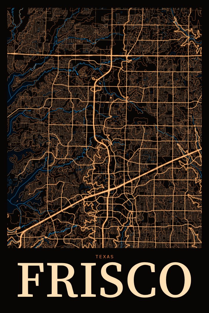Frisco map poster, Neon Night style
