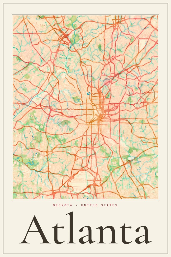 Atlanta map poster