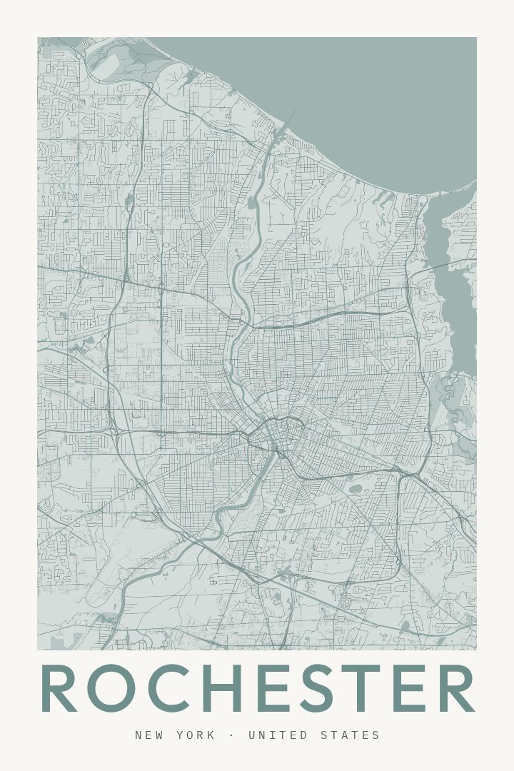 Rochester city map poster for New York