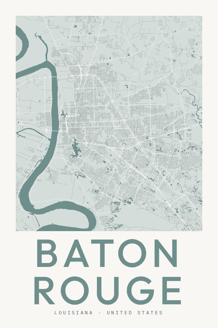 Baton Rouge map poster
