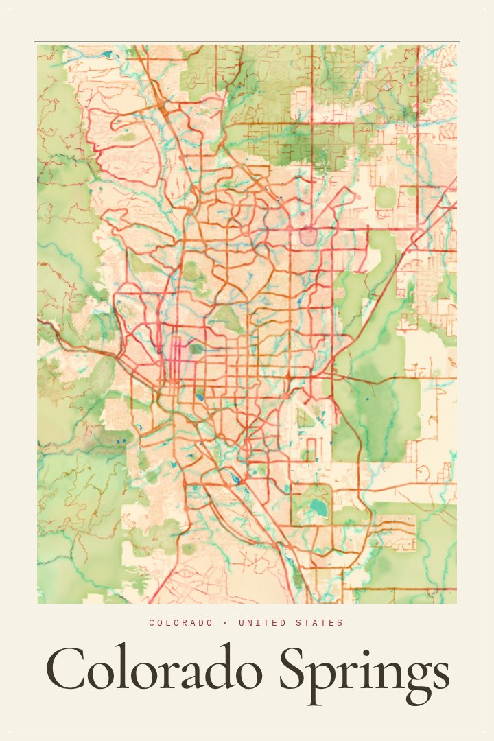 Colorado Springs map poster
