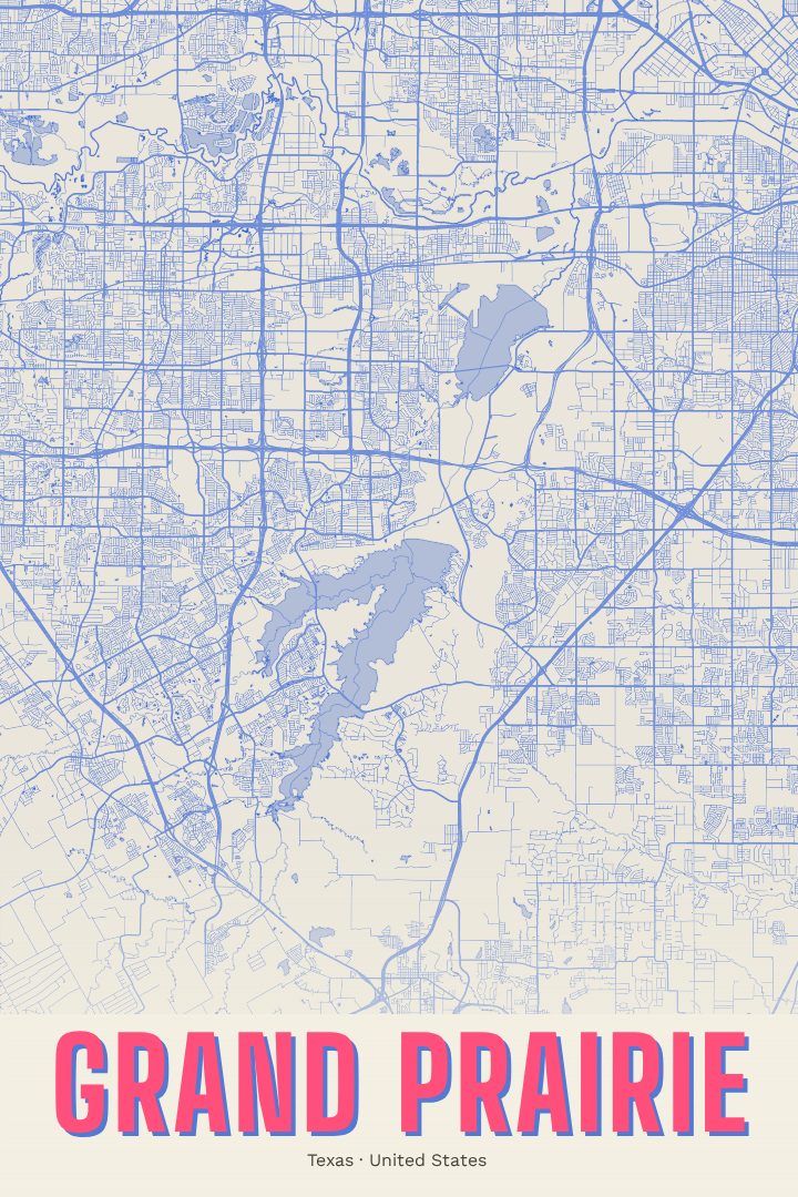 Grand Prairie map poster, Overprint style