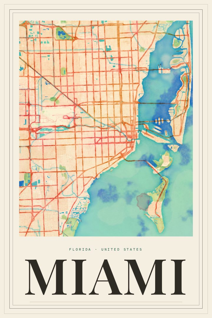 Miami map poster
