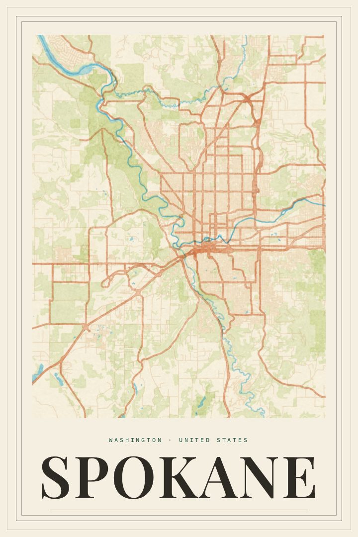 Spokane map poster