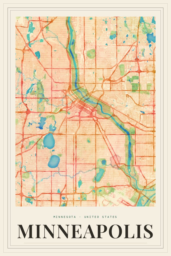 Minneapolis map poster