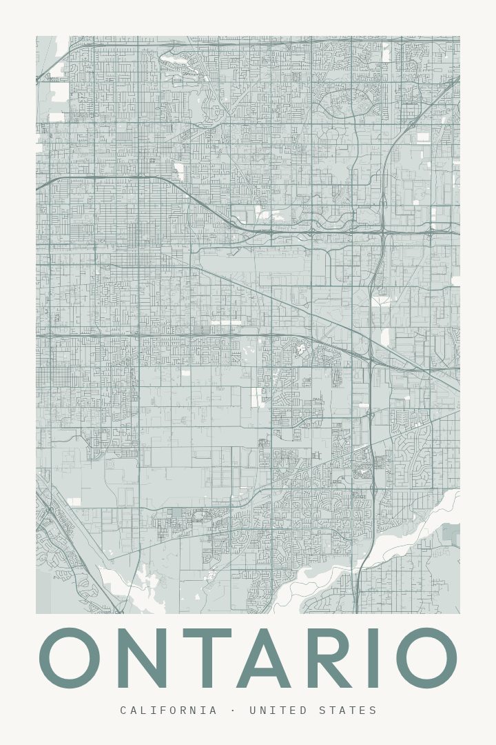 Ontario city map poster for California