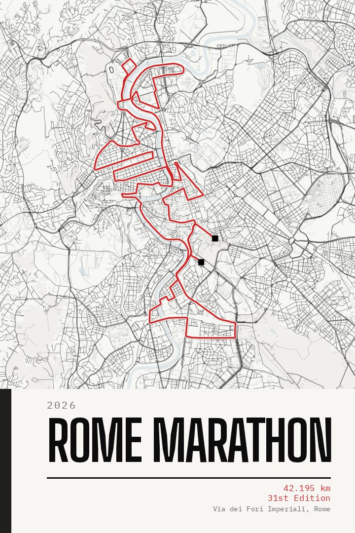 Rome Marathon map poster