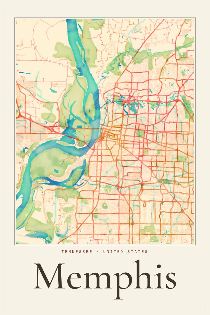 Memphis map poster
