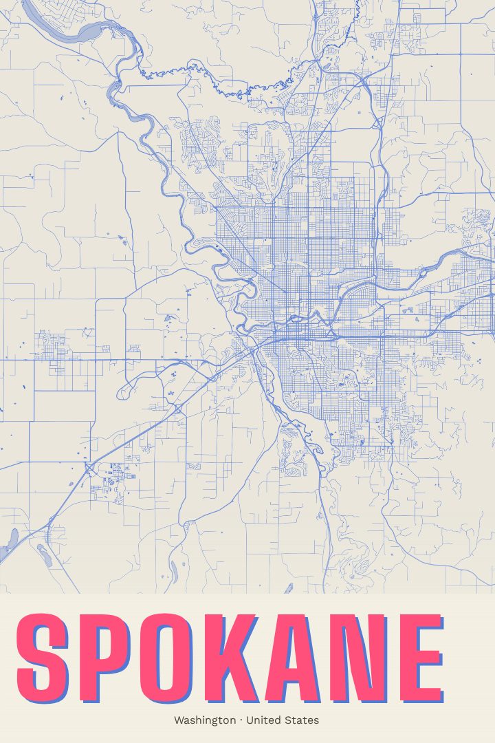 Spokane map poster