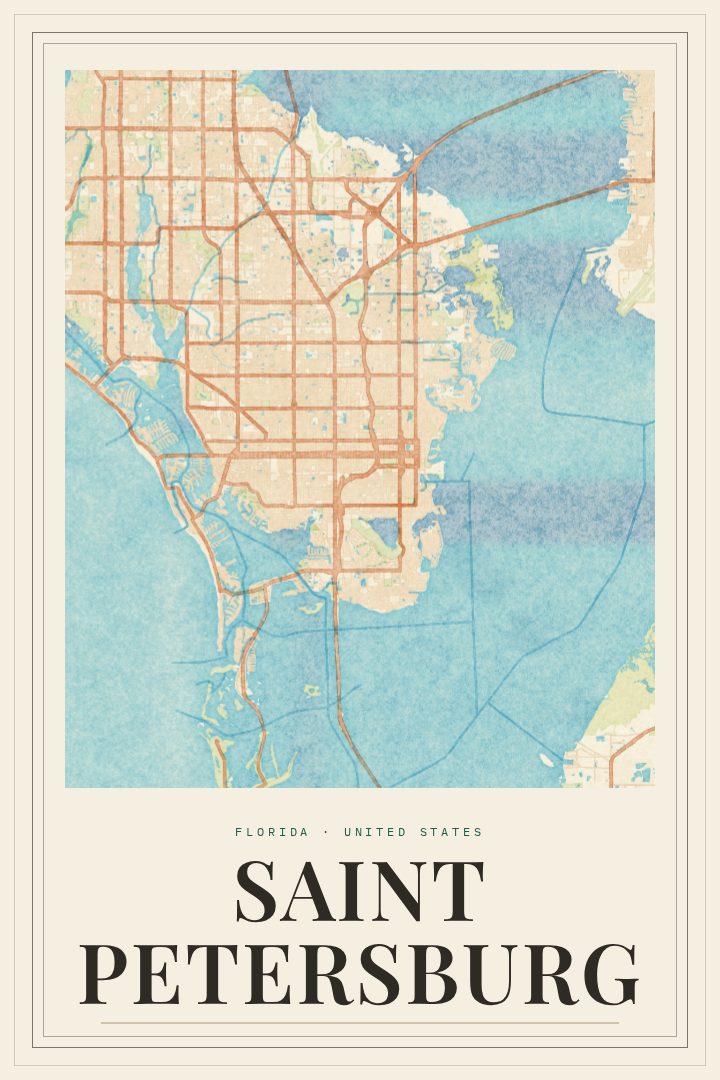 Saint Petersburg map poster