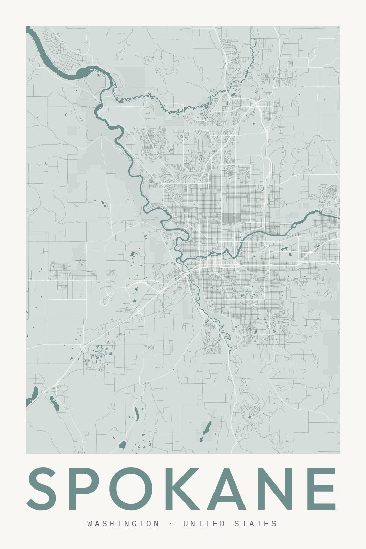 Spokane map poster