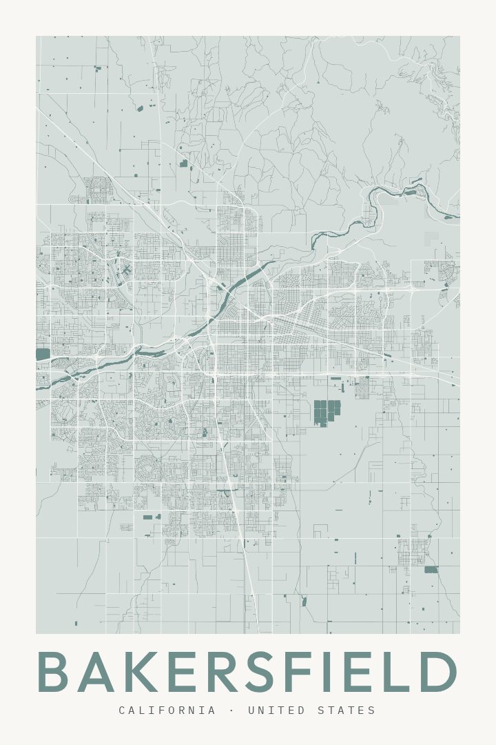 Bakersfield map poster