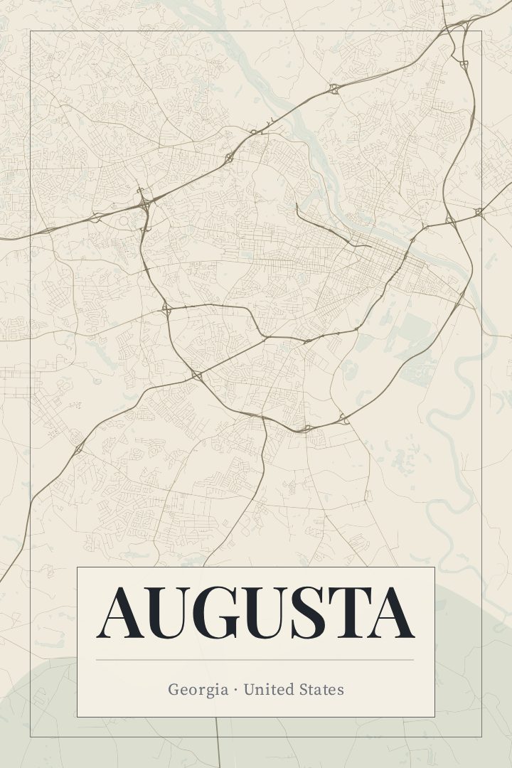 Augusta map poster, Cartouche style