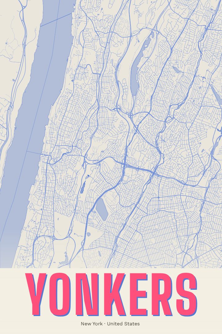 Yonkers map poster, Overprint style