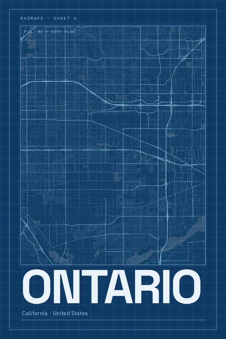 Ontario map poster, Blueprint style