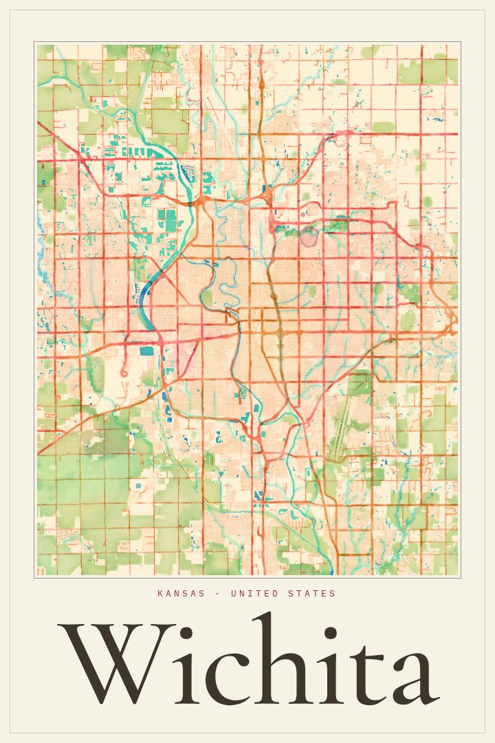 Wichita map poster