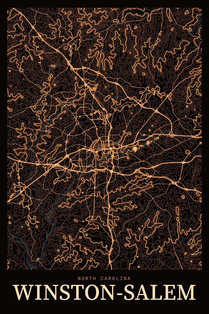 Winston-Salem map poster