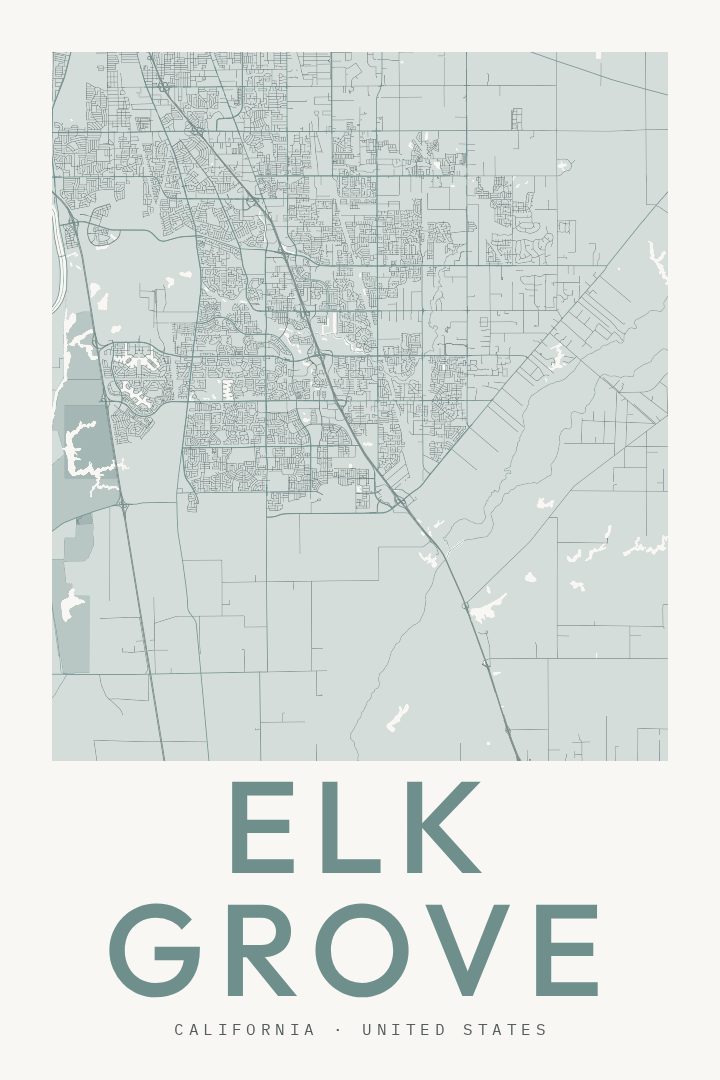 Elk Grove city map poster for California