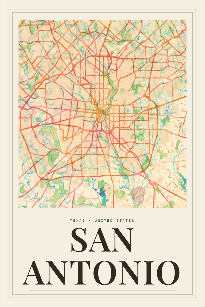 San Antonio map poster