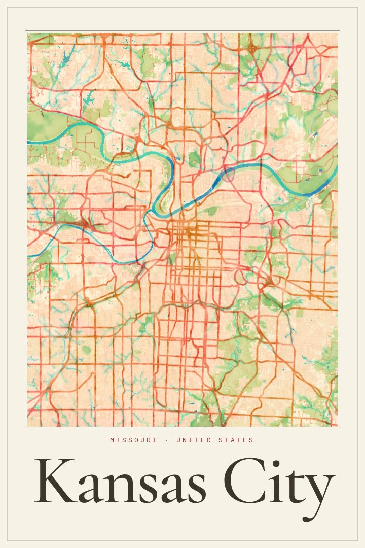 Kansas City map poster