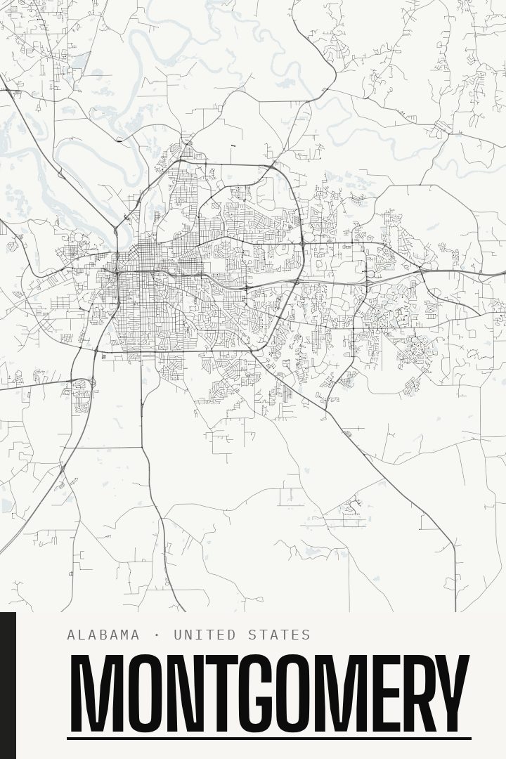 Montgomery map poster, Blackline style