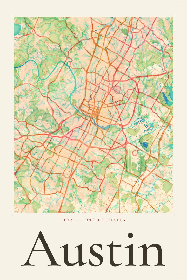Austin map poster