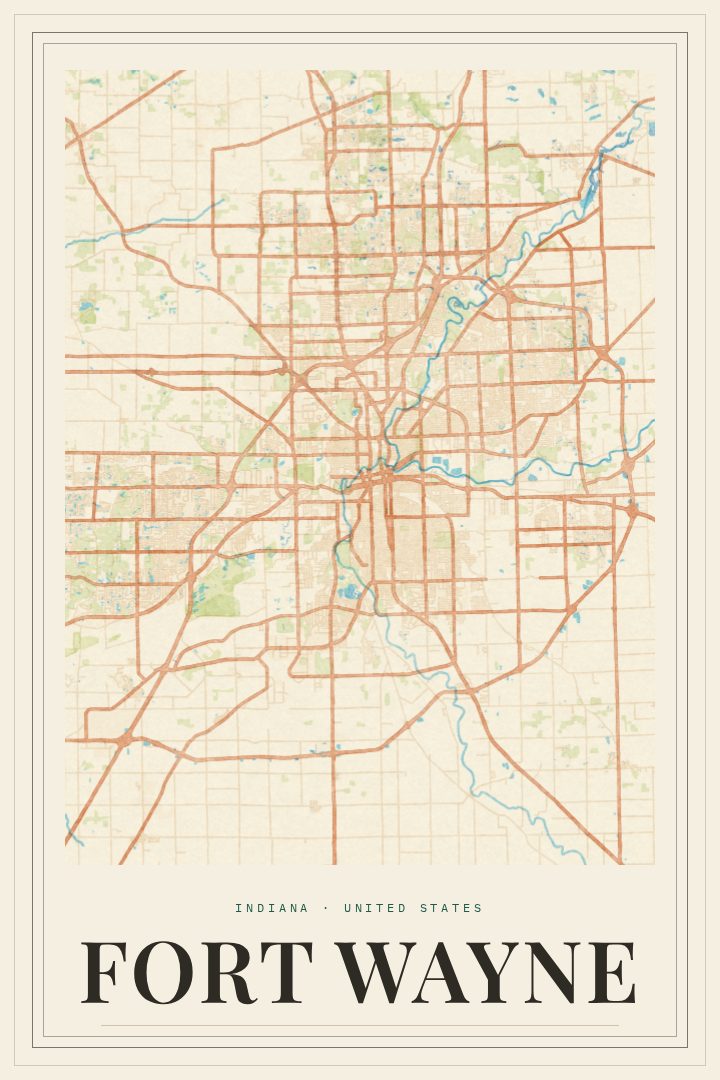 Fort Wayne map poster