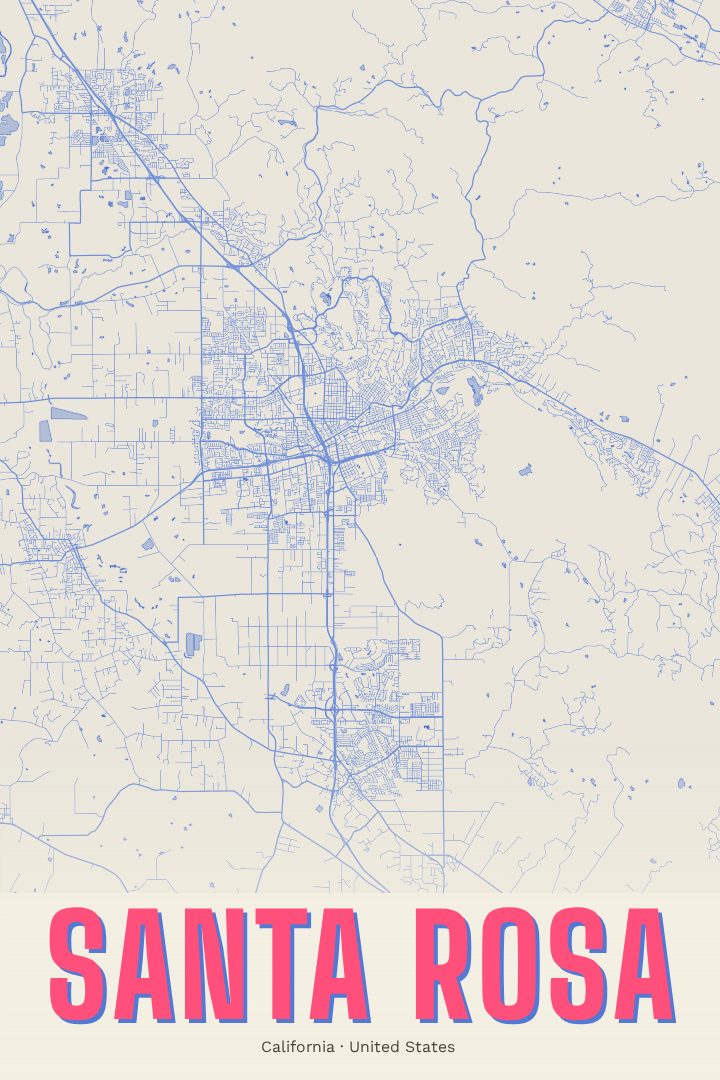 Santa Rosa map poster, Overprint style