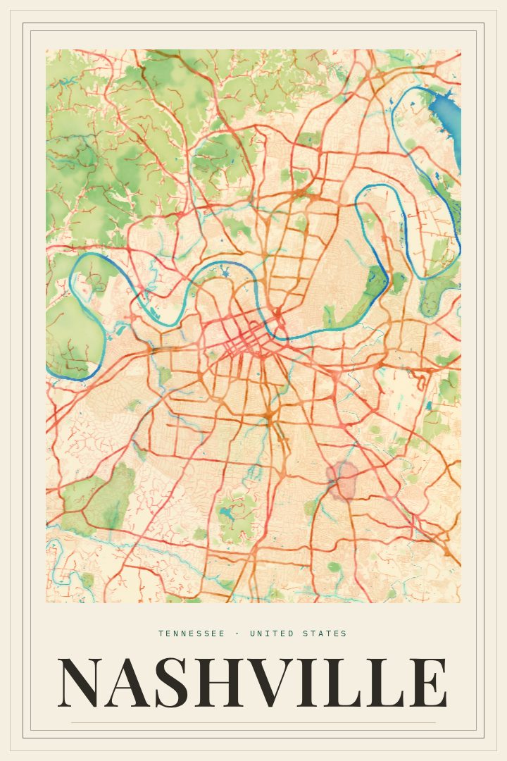 Nashville map poster