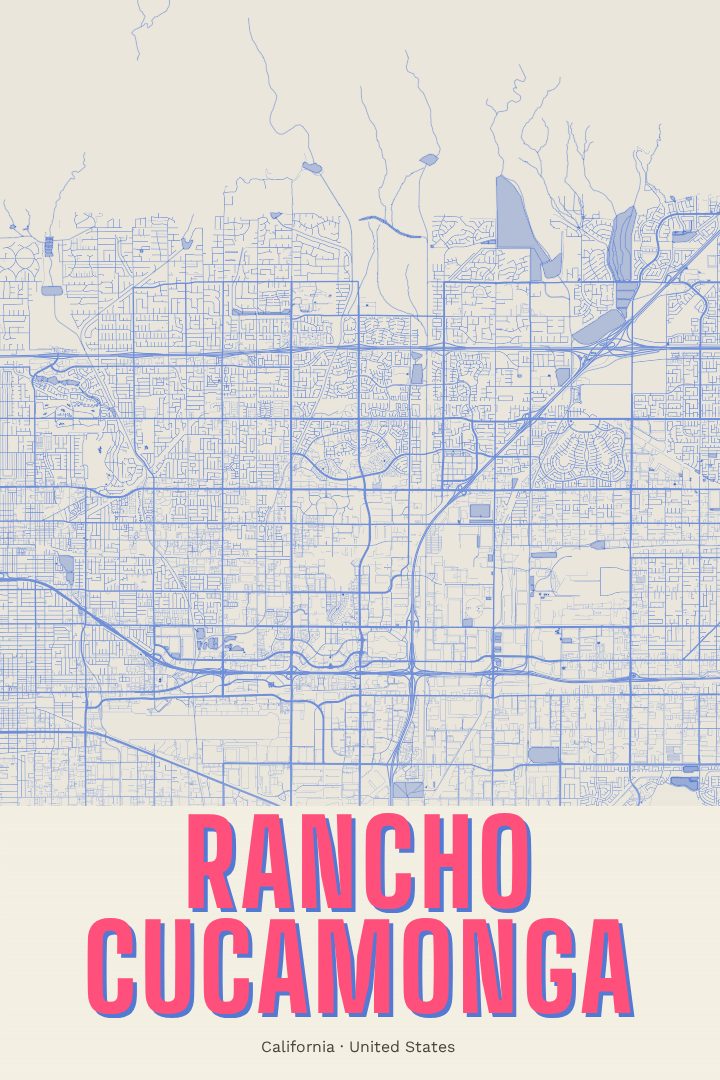 Rancho Cucamonga map poster, Overprint style
