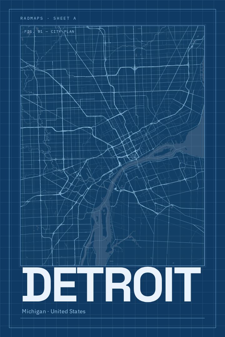 Detroit map poster