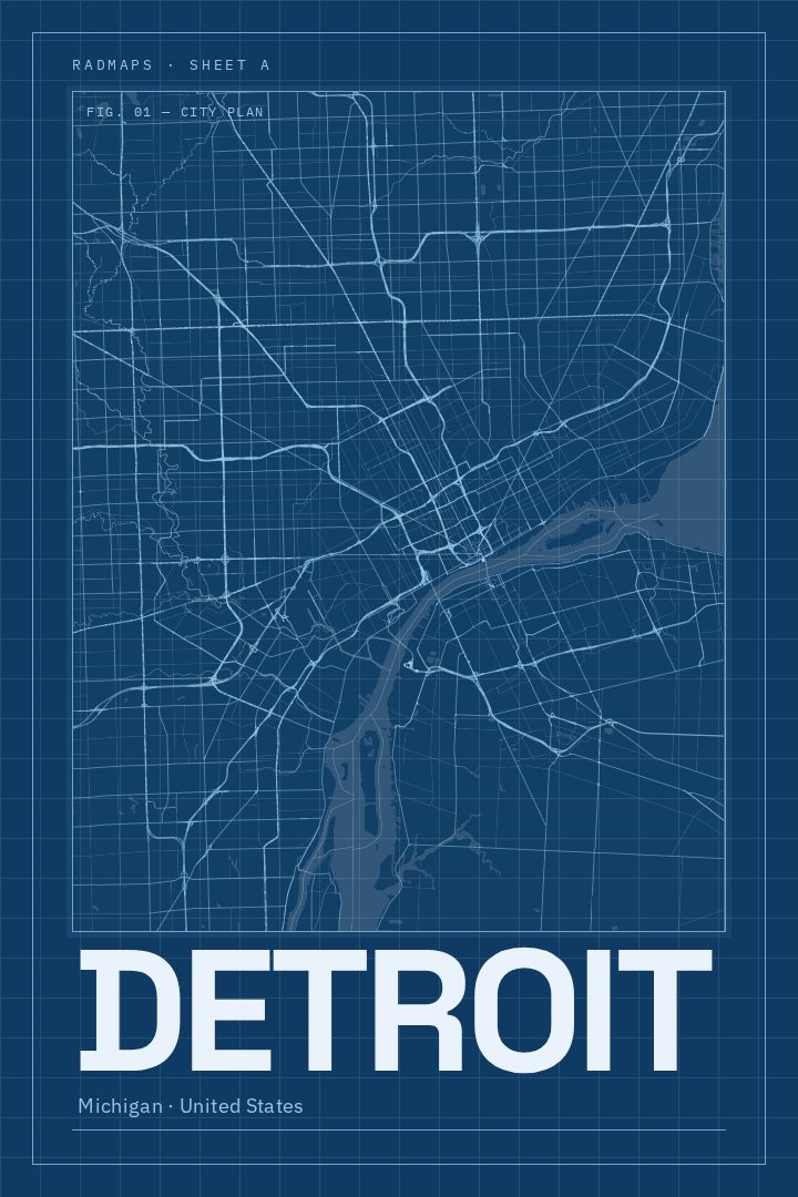 Detroit map poster