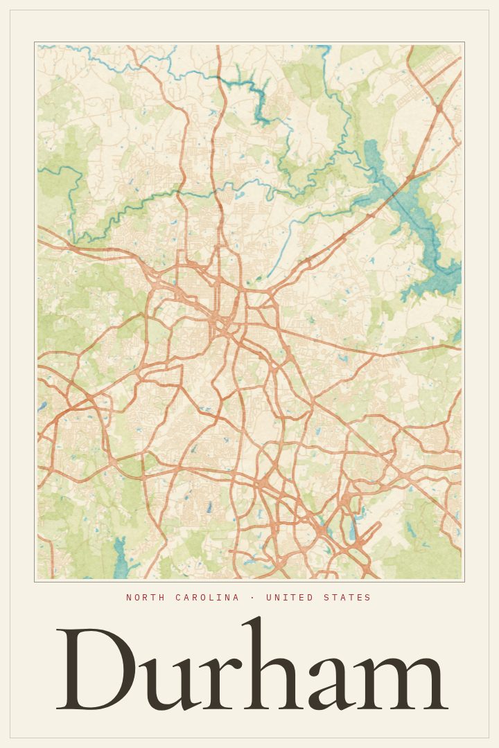 Durham map poster