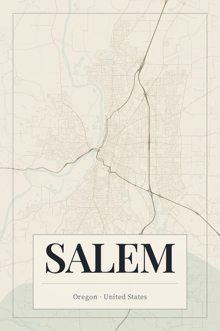 Salem map poster, Cartouche style