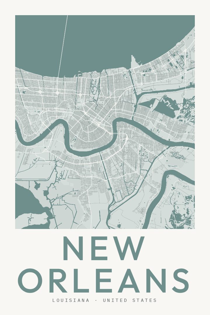 New Orleans map poster
