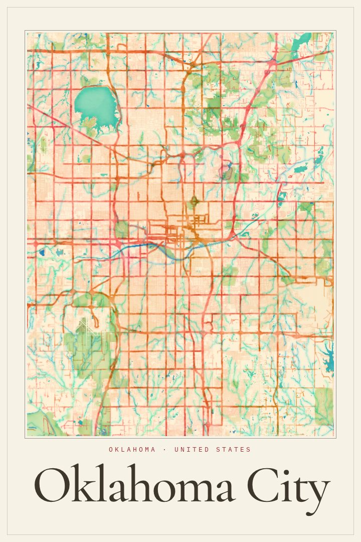 Oklahoma City map poster