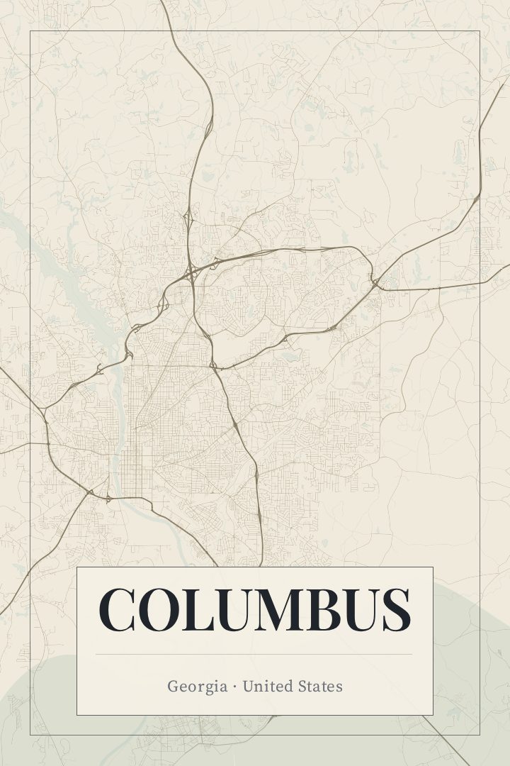 Columbus map poster, Cartouche style