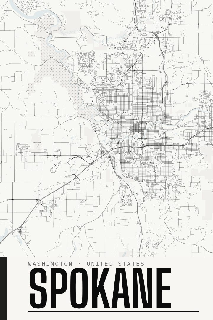 Spokane map poster