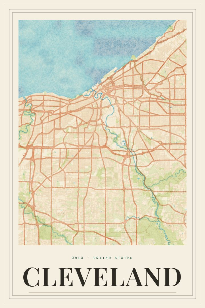 Cleveland map poster