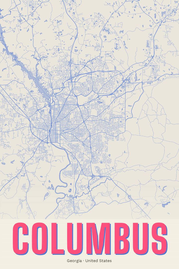 Columbus map poster, Overprint style