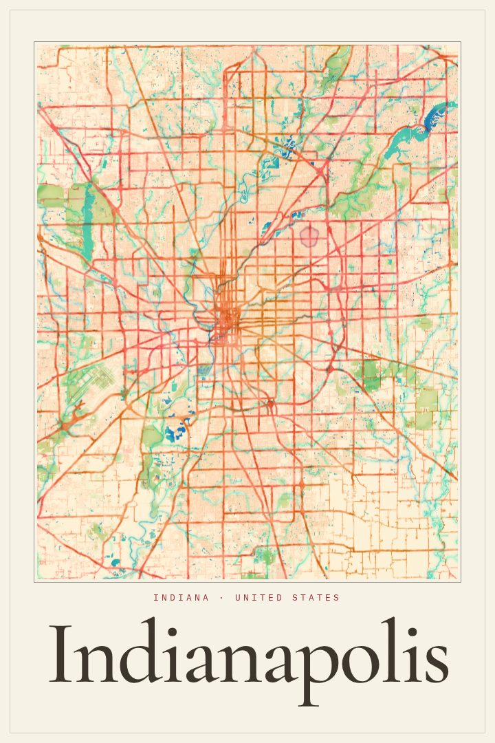 Indianapolis map poster