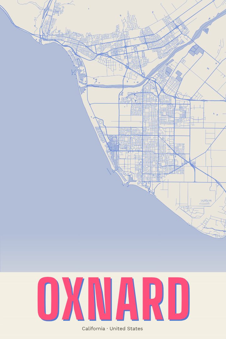 Oxnard map poster, Overprint style