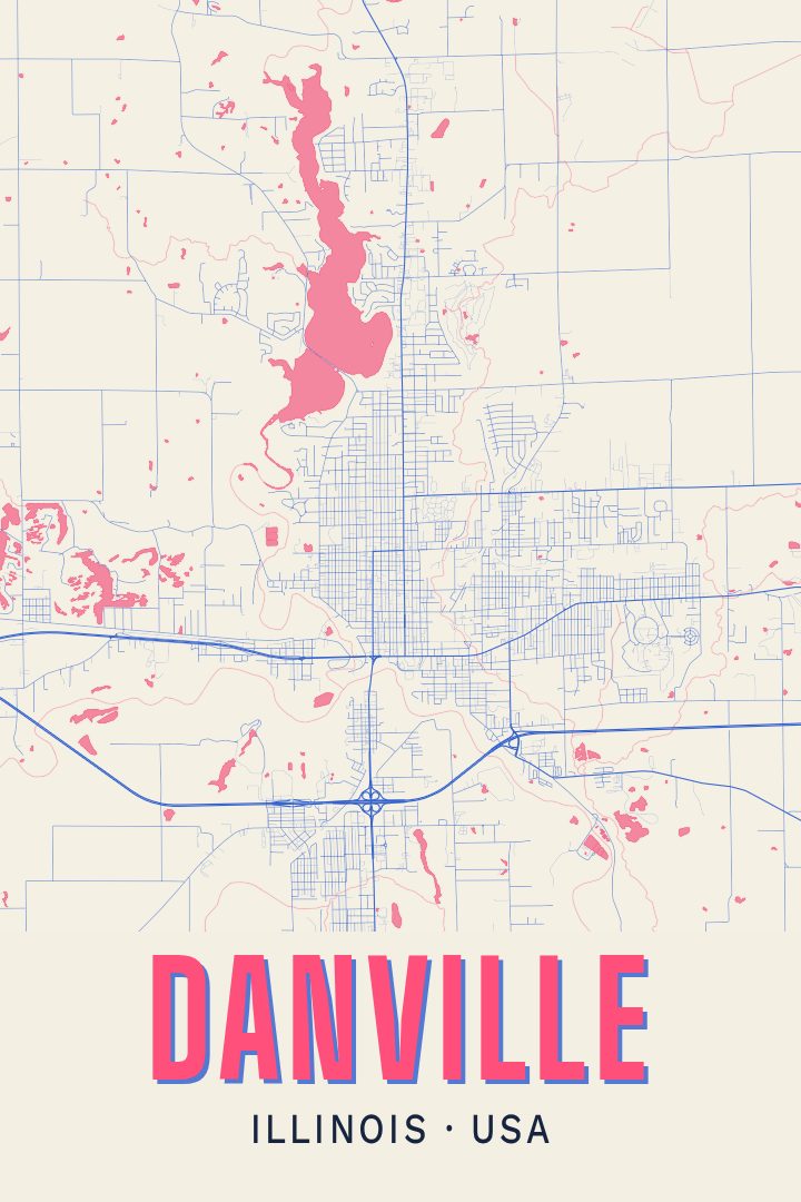 Danville, Illinois map poster
