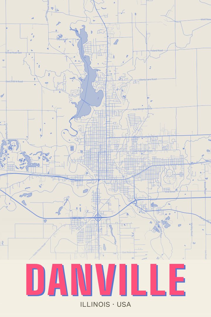 Danville, Illinois map poster