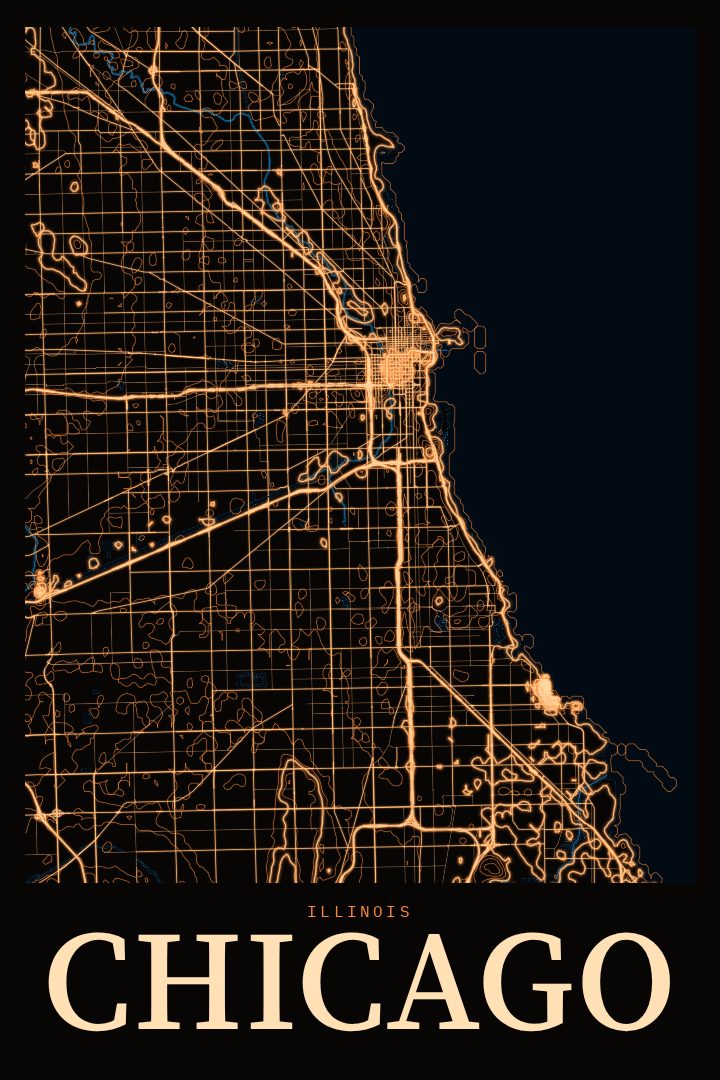 Chicago map poster
