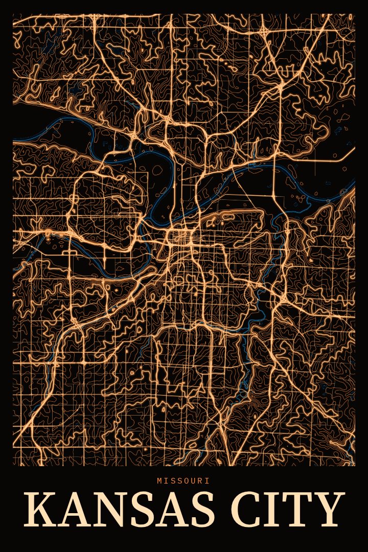 Kansas City map poster