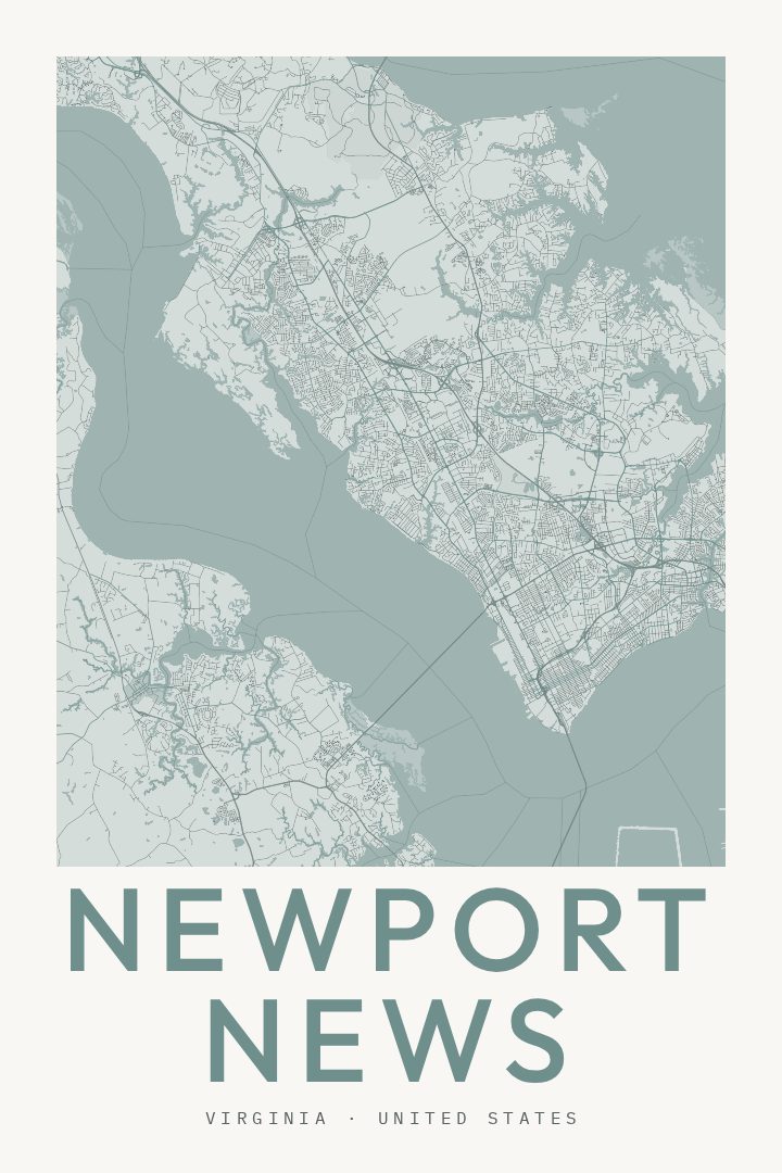 Newport News city map poster for Virginia